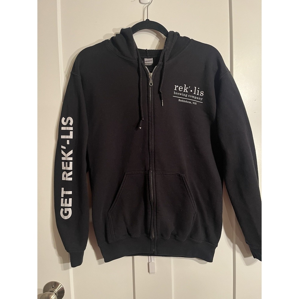 Rek-Lis Brewing Company Hoodie Mens Black Full Zip Bethlehem NH Brewery Gildan